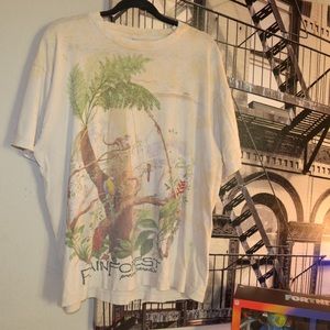 Vintage 90s liquid blue rainforest all over print